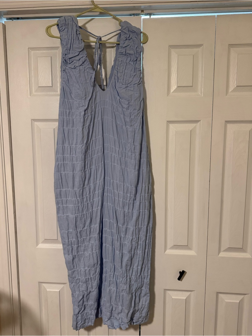 Free People Light Blue Sleeveless Textured Jumpsuit